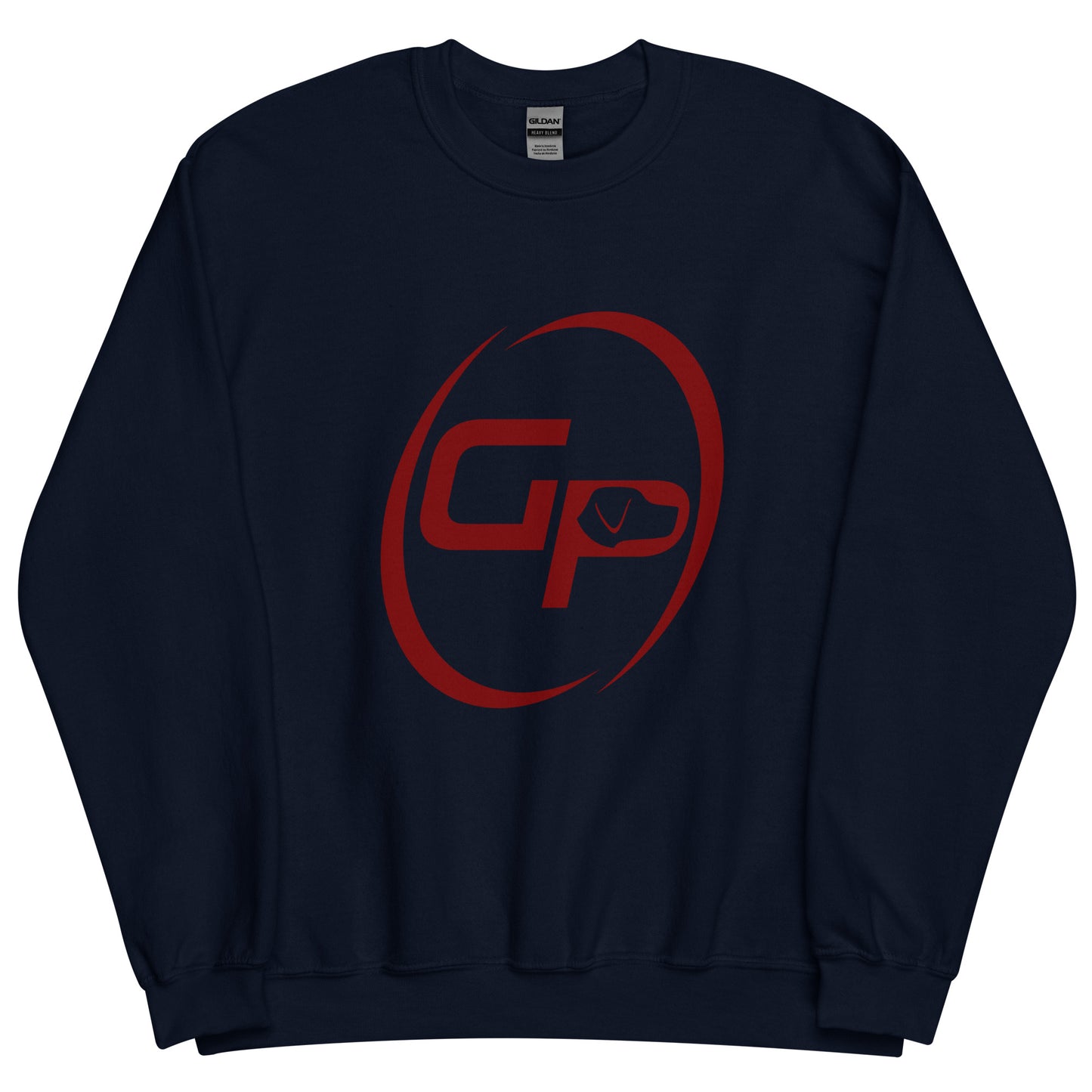 Navy blue Grrub Pet stamped crewneck sweatshirt with a minimalist logo for dog lovers.
