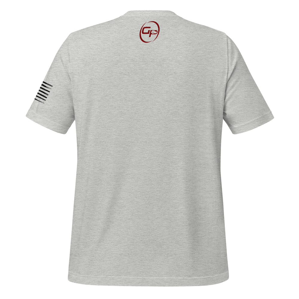 
                      
                        back of a heather grey athletic t-shirt with the Grrub Pet logo printed in the center
                      
                    